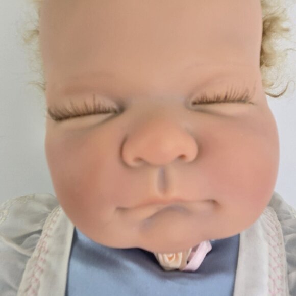 Vintage BERENGUER Reborn Baby Girl Doll 19” Eyelashes Weighted‎ Mohair Blond - Picture 5 of 16